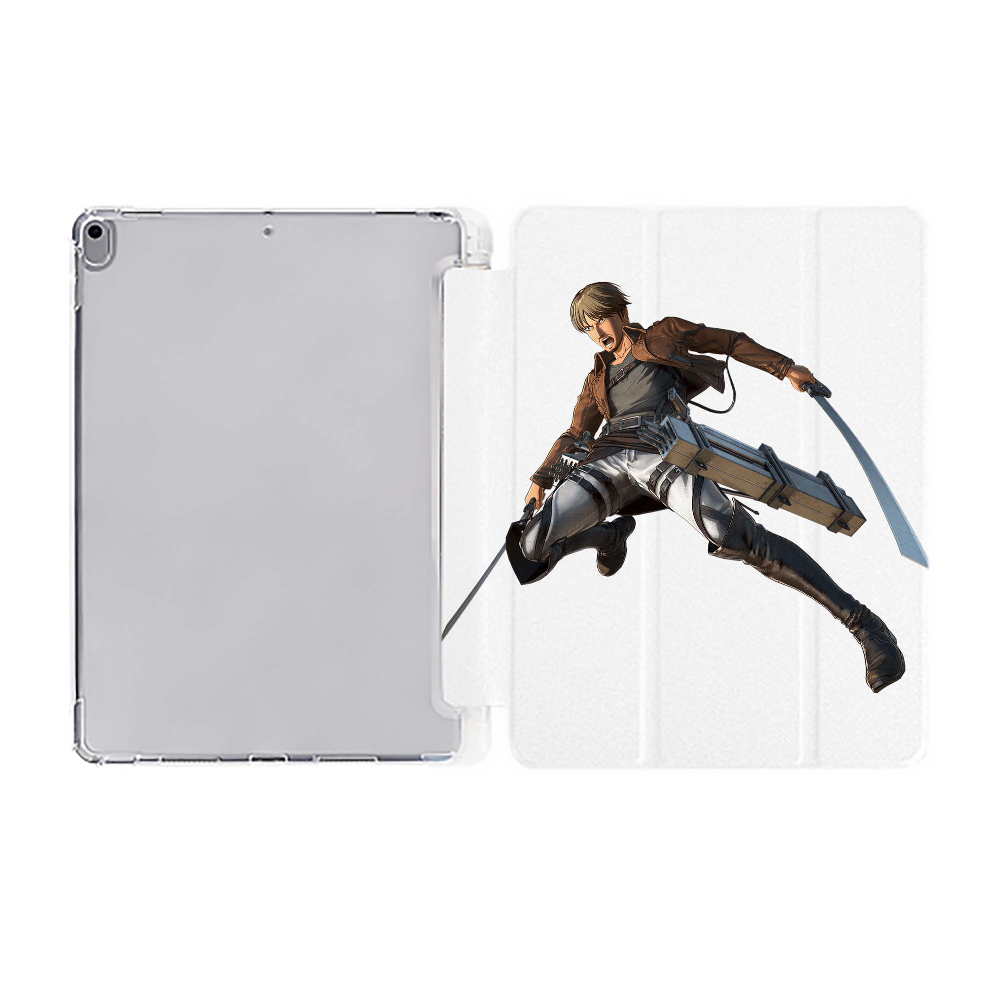 （画像用） 進撃の巨人 Attack on Titan IPad ケース ペン収納付き 三つ折りスタンド PUレザー×シリコン 対応機種9.5/10.5/10.9インチ